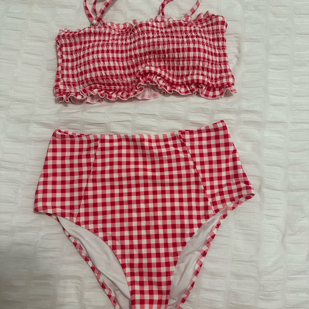 Cupshe Red and White Checkered Bikini